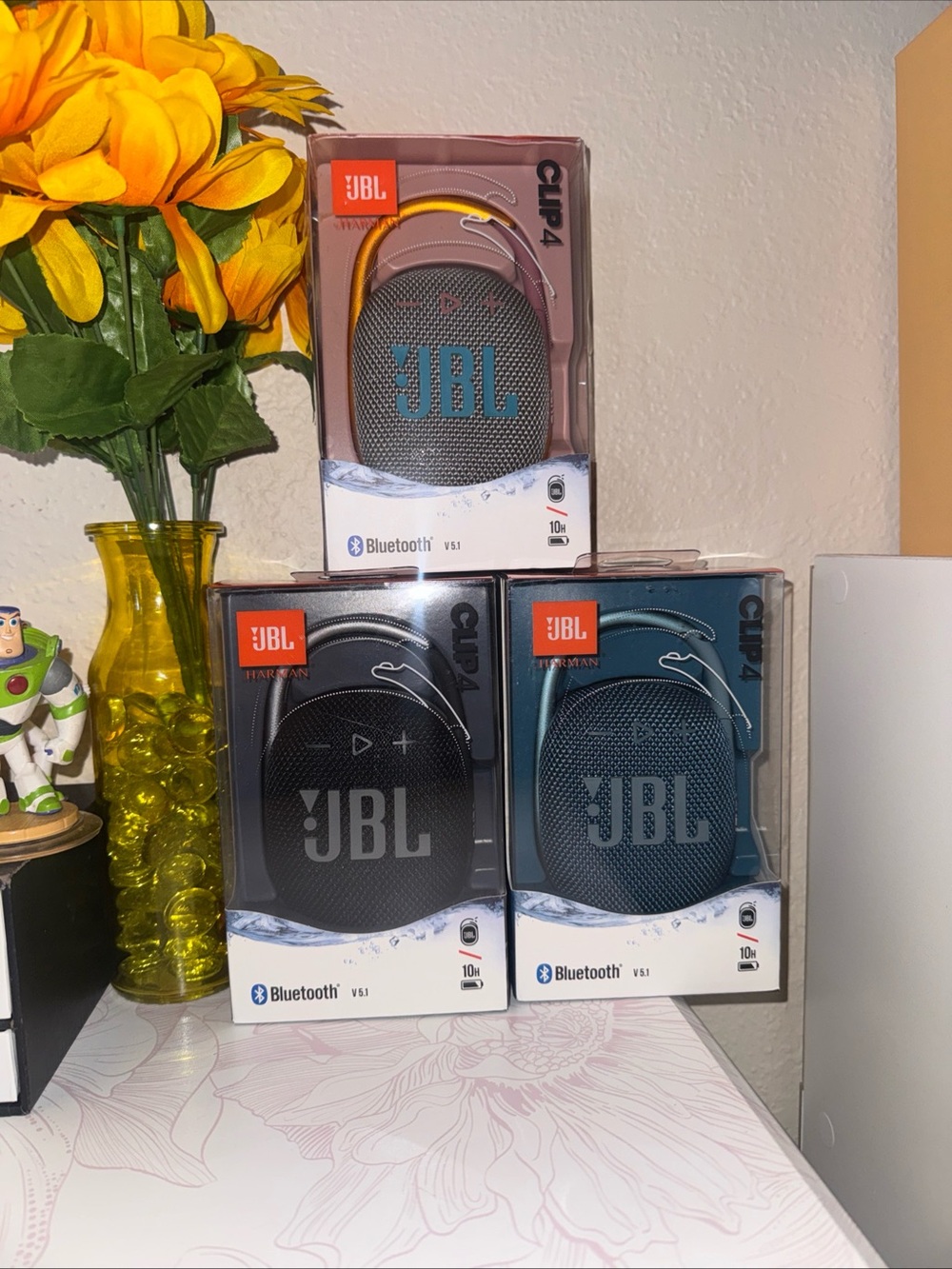 JBL Clip 4 Portable Bluetooth Speakers — Yellow, Black, Teal Price per unit